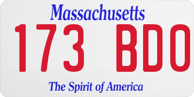 MA license plate 173BD0