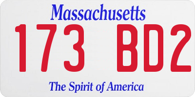MA license plate 173BD2