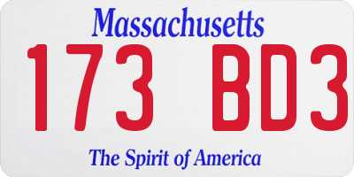 MA license plate 173BD3