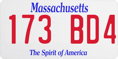 MA license plate 173BD4