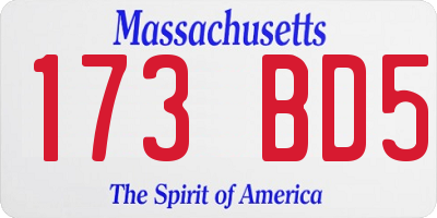 MA license plate 173BD5