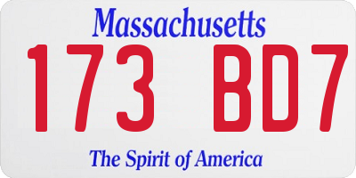 MA license plate 173BD7