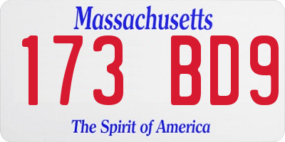 MA license plate 173BD9