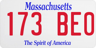 MA license plate 173BE0
