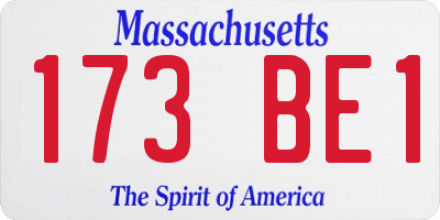 MA license plate 173BE1