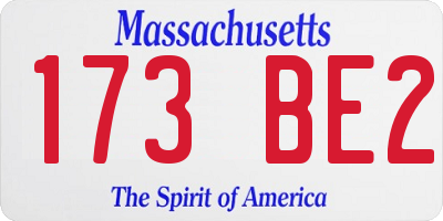 MA license plate 173BE2