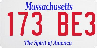 MA license plate 173BE3