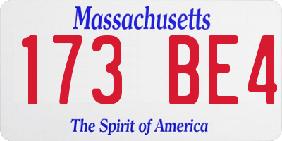 MA license plate 173BE4