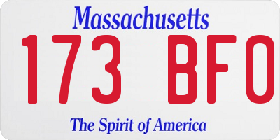 MA license plate 173BF0