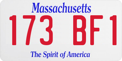 MA license plate 173BF1