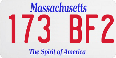 MA license plate 173BF2
