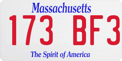 MA license plate 173BF3