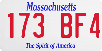 MA license plate 173BF4