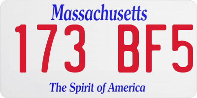 MA license plate 173BF5