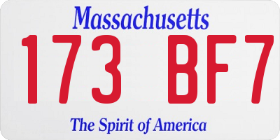 MA license plate 173BF7