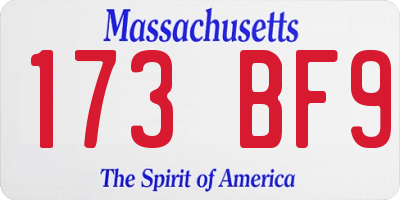 MA license plate 173BF9