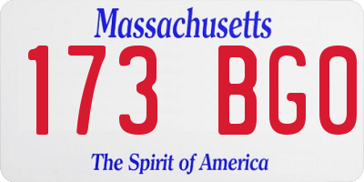 MA license plate 173BG0