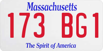 MA license plate 173BG1