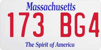 MA license plate 173BG4