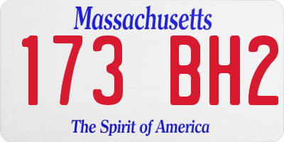 MA license plate 173BH2