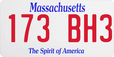 MA license plate 173BH3
