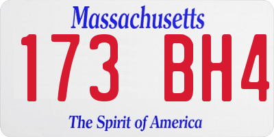MA license plate 173BH4