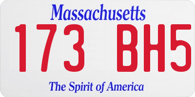 MA license plate 173BH5