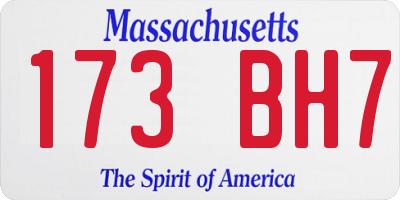 MA license plate 173BH7