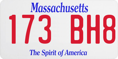 MA license plate 173BH8