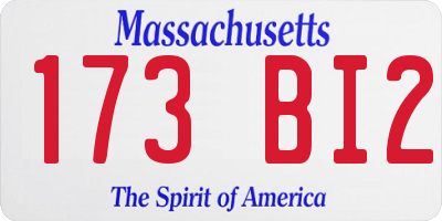 MA license plate 173BI2