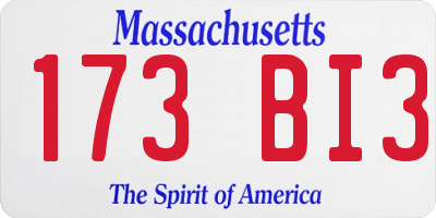 MA license plate 173BI3