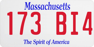 MA license plate 173BI4