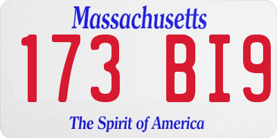 MA license plate 173BI9