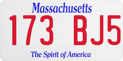 MA license plate 173BJ5