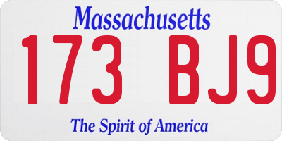 MA license plate 173BJ9