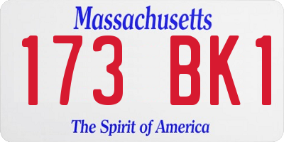 MA license plate 173BK1