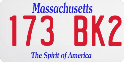MA license plate 173BK2