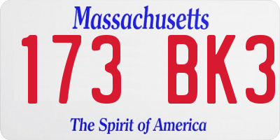 MA license plate 173BK3