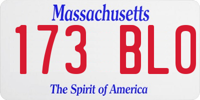 MA license plate 173BL0
