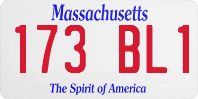 MA license plate 173BL1