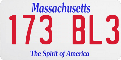 MA license plate 173BL3