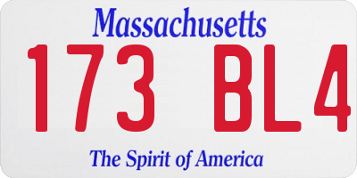 MA license plate 173BL4
