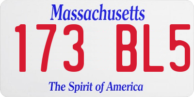 MA license plate 173BL5