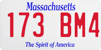 MA license plate 173BM4