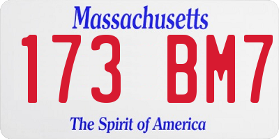 MA license plate 173BM7