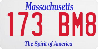 MA license plate 173BM8