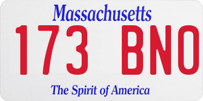 MA license plate 173BN0