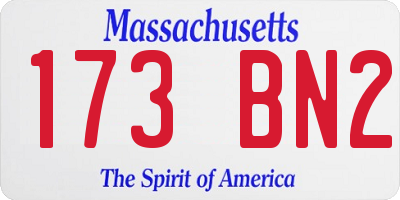 MA license plate 173BN2