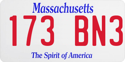 MA license plate 173BN3