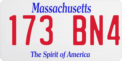 MA license plate 173BN4